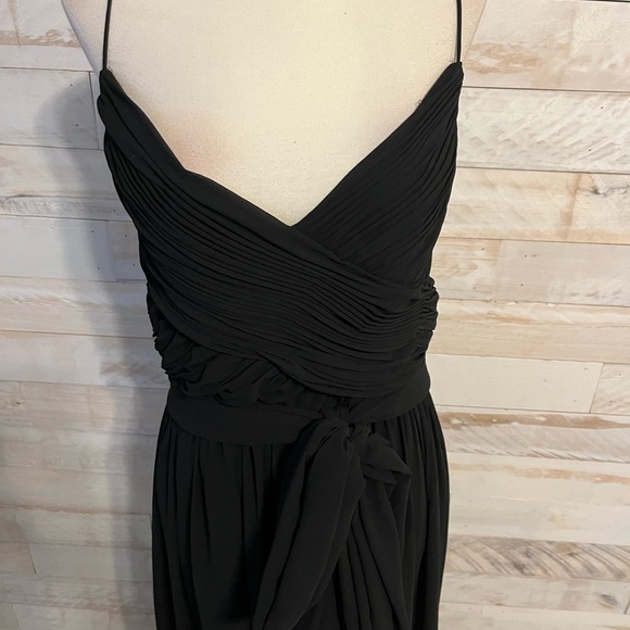 leena for Mac Duggal size L black Ruched sleeveless tie jumpsuit - Picture 4 of 10